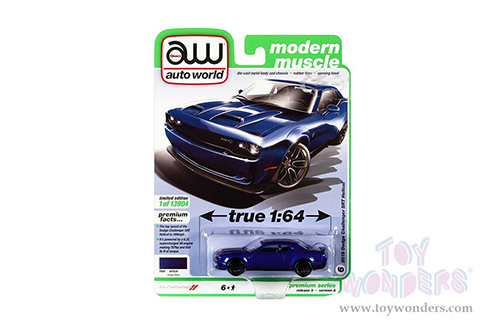 Auto World Premium - 2021 Release 3 | Dodge Challenger SRT Hellcat (2019, 1/64 scale diecast model car, Indigo Blue) AWSP076/24A