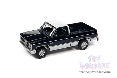 Auto World Premium - 2021 Release 5 | Chevrolet&reg; Silverado&trade; Pickup Truck "Muscle Trucks" (1985, 1/64 scale diecast model car, Dark Blue Poly Body w/White Lower & White Roof) AWSP087/24A