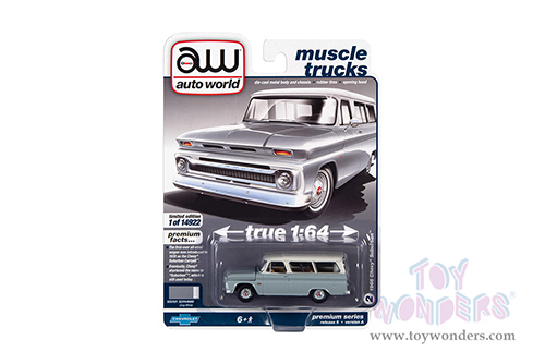 Auto World Premium - 2021 Release 5 | Chevrolet&reg; Suburban&trade; "Muscle Trucks" (1966, 1/64 scale diecast model car, Gray Body w/White Roof) AWSP091/24A
