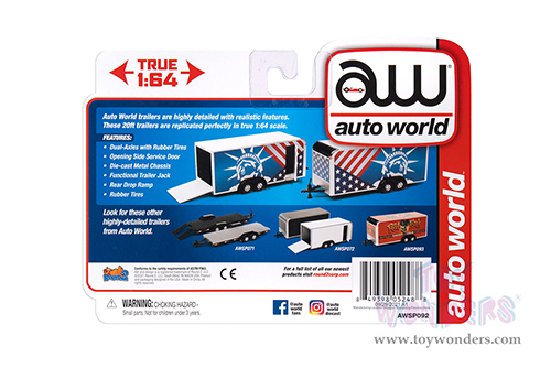 Auto World - Enclosed Trailer Patriotic (1/64 scale diecast model car, Red/Blue/White) AWSP092/24