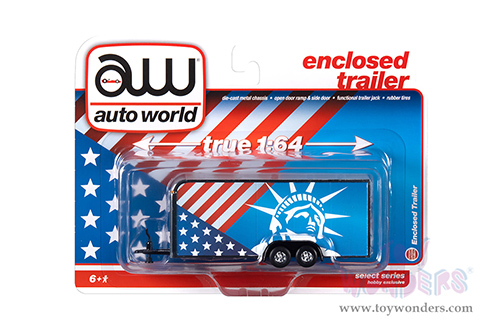 Auto World - Enclosed Trailer Patriotic (1/64 scale diecast model car, Red/Blue/White) AWSP092/24