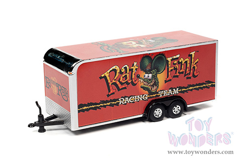 Auto World - Rat Fink Enclosed Car Trailer (1/64 scale diecast model car, Red) AWSP093/24