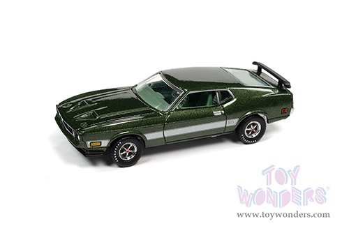 Auto World Premium - 2022 Release 1 Set B | Ford Mustang Mach 1 "Vintage Muscle" (1973, 1/64 scale diecast model car, Ivy Bronze Green Metallic/Silver Stripes) AWSP099/24B