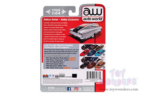 Auto World Deluxe - AMC Rambler Marlin "Vintage Luxury" (1965, 1/64 scale diecast model car, Marlin Silver) AWSP157/24