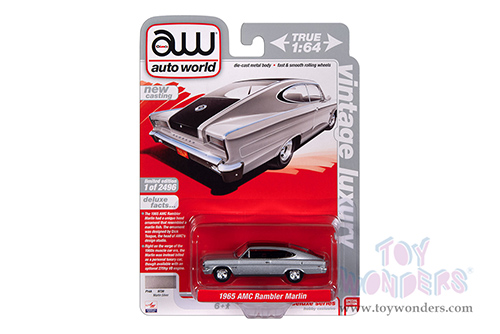 Auto World Deluxe - AMC Rambler Marlin "Vintage Luxury" (1965, 1/64 scale diecast model car, Marlin Silver) AWSP157/24