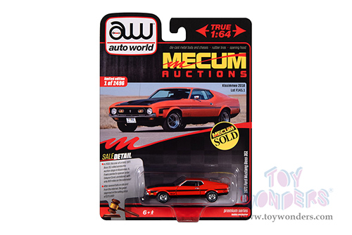 Auto World Premium - Ford Mustang Boss 351 "Mecum Auctions" (1971, 1/64 scale diecast model car, Calypso Coral) AWSP159/24