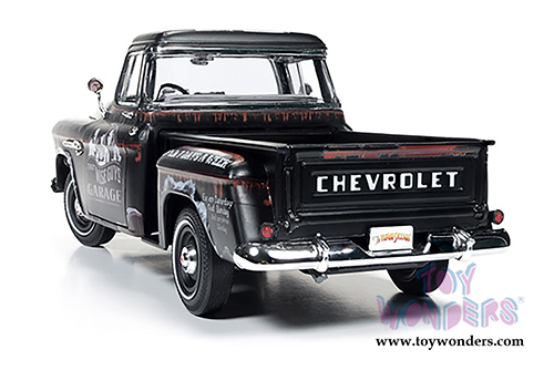 Auto World Silver Screen Machines - The 3 Stooges Chevy Cameo Stepside Pickup Truck (1955, 1/18 scale diecast model car, Faded Black) AWSS115