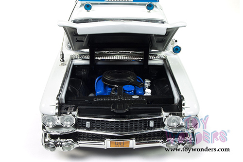 Auto World Silver Screen Machines - Ghostbuster Cadillac Ambulance Ecto-1 (1959, 1/18 scale diecast model car, White) AWSS118