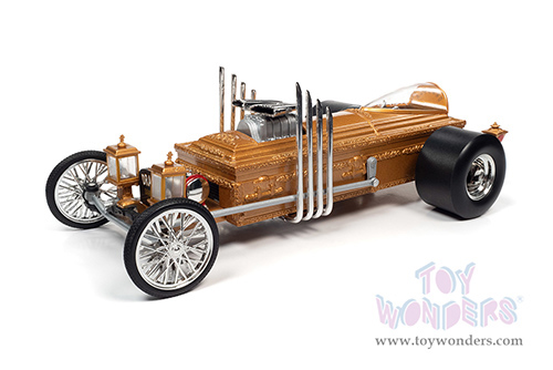 Auto World Silver Screen Machines - George Barris' Drag-u-la "The Munsters" with Butch Patrick Signature (1/18 scale diecast model car, Gold) AWSS139