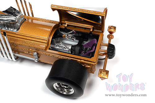 Auto World Silver Screen Machines - George Barris' Drag-u-la "The Munsters" with Butch Patrick Signature (1/18 scale diecast model car, Gold) AWSS139