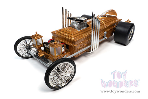 Auto World Silver Screen Machines - George Barris' Drag-u-la "The Munsters" with Butch Patrick Signature (1/18 scale diecast model car, Gold) AWSS139