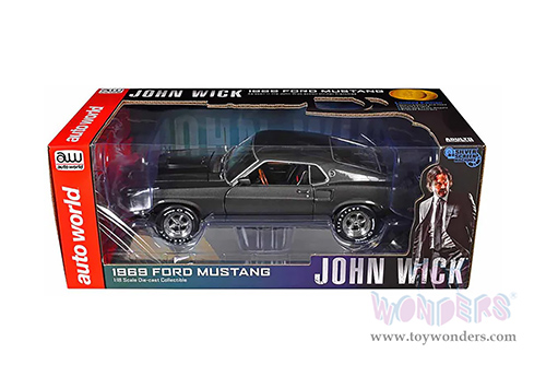 Auto World Silver Screen Machines | Ford Mustang John Wick (1969, 1/18 scale diecast model car, Hitman Gray/Black stripes) AWSS145 MAP: $99.99