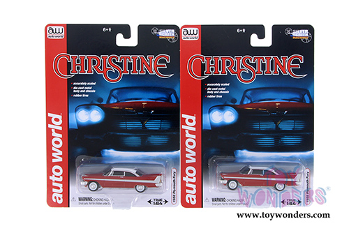 Auto World Silver Screen Machines - Christine Plymouth Fury Hardtop (1958, 1/64 scale diecast model car, Red w/White) AWSS6401/24 MAP: $8.99