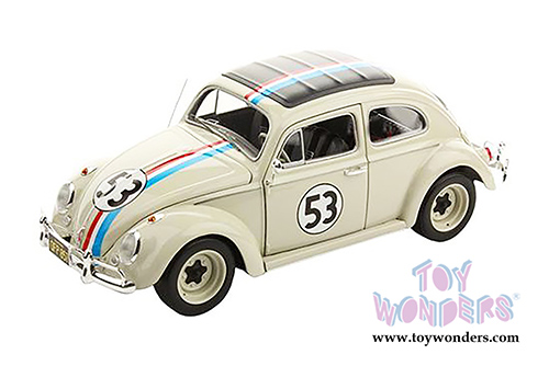 Mattel Hot Wheels - The Love Bug Volkswagen Herbie #53 (1962, 1/18 scale diecast model car, White) BLY59 