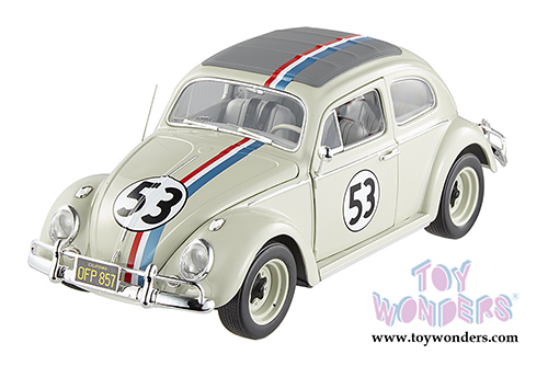 Mattel Hot Wheels - The Love Bug Volkswagen Herbie #53 (1962, 1/18 scale diecast model car, White) BLY59 