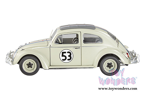 Mattel Hot Wheels - The Love Bug Volkswagen Herbie #53 (1962, 1/18 scale diecast model car, White) BLY59 