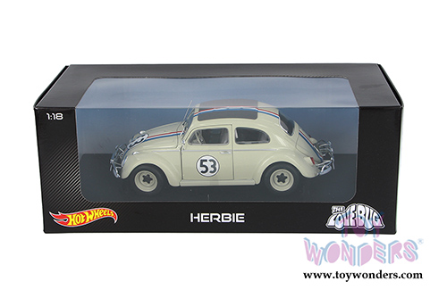 Mattel Hot Wheels - The Love Bug Volkswagen Herbie #53 (1962, 1/18 scale diecast model car, White) BLY59 