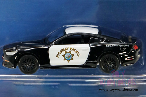 Auto World/Mijo Exclusives - Ford Mustang GT "America's Finest" CHP California Highway Patrol (2017, 1/64 scale diecast model car, Black/White) CP7475/24