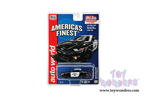 Auto World/Mijo Exclusives - Ford Mustang GT "America's Finest" CHP California Highway Patrol (2017, 1/64 scale diecast model car, Black/White) CP7475/24