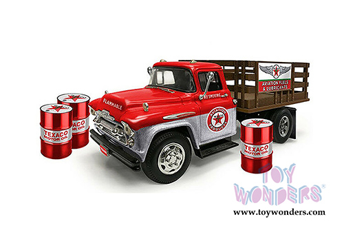 Auto World - Texaco® Oil Chevrolet® Stake Bed Truck (1957, 1/25 scale diecast model car, Metal/Red) CP7506