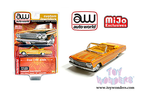 Auto World/Mijo Exclusives - Custom Lowriders Chevrolet&reg; Impala SS Convertible (1962, 1/64 scale diecast model car, Yellow) CP7739