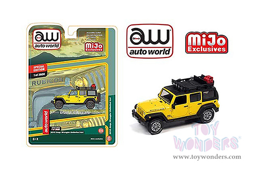 Auto World/Mijo Exclusives - Jeep&reg; Wrangler Rubicon Unlimited 4x4 with Roof Rack(2018, 1/64 scale diecast model car, Yellow/Black) CP7752