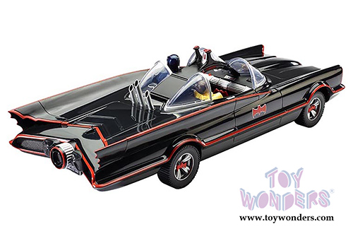 Mattel Hot Wheels Batman - Classic TV Series Batmobile with Batman and Robin Figures (1966, 1/18 scale diecast model car, Black) DJJ39