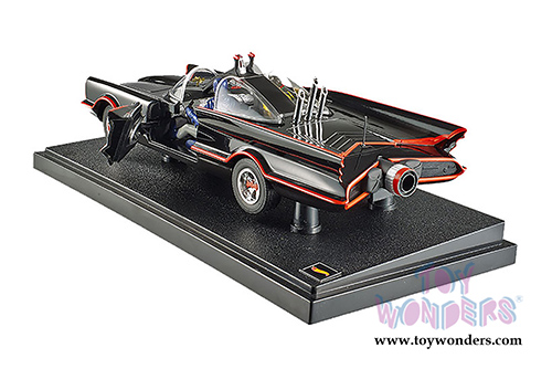 Mattel Hot Wheels Batman - Classic TV Series Batmobile with Batman and Robin Figures (1966, 1/18 scale diecast model car, Black) DJJ39