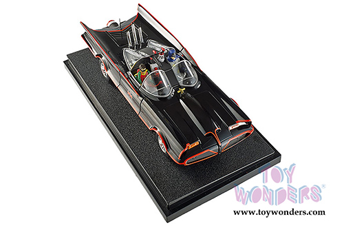 Mattel Hot Wheels Batman - Classic TV Series Batmobile with Batman and Robin Figures (1966, 1/18 scale diecast model car, Black) DJJ39