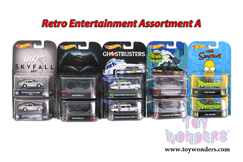 Mattel Hot Wheels - Retro Entertainment Assortment A (1/64 scale diecast model car, Asstd.) DMC55/959A