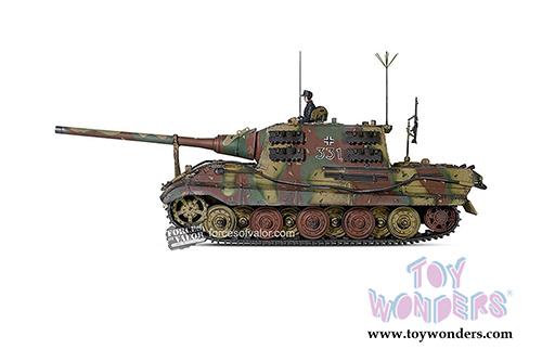 Forces of Valor - German Heavy Tank Destroyer Sd.Kfz.186 Jagdtiger (With Henschel suspension & Road Wheels) (1/32 scale diecast model car, Camouflage Forest) FOV-801024A