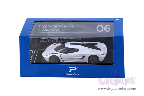Kinsmart - PosterCars Hypercar League Collection | Koenigsegg Jesko Absolute (1/64 Scale diecast model car, Crystal White) H06