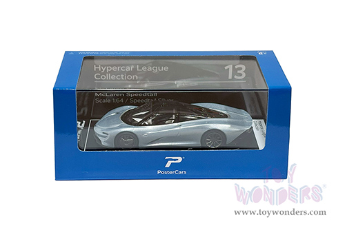 Kinsmart - PosterCars Hypercar League Collection | McLaren Speedtail (1/64 Scale diecast model car, Speedtail Silver) H13