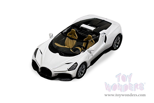 Kinsmart - PosterCars Hypercar League Collection | Bugatti Mistral (1/64 Scale diecast model car, Blanc) H23
