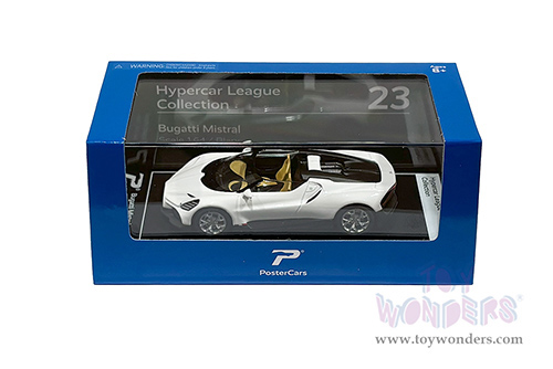 Kinsmart - PosterCars Hypercar League Collection | Bugatti Mistral (1/64 Scale diecast model car, Blanc) H23
