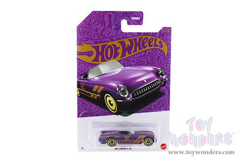 Mattel Hot Wheels - Pearl  & Chrome Assorted - 57th Anniversary Series (3" diecast model car, Purple/Gold) HDH54956G