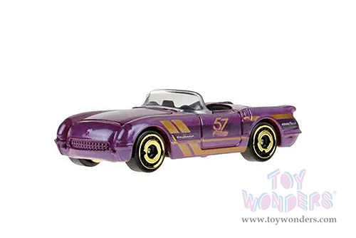 Mattel Hot Wheels - Pearl  & Chrome Assorted - 57th Anniversary Series (3" diecast model car, Purple/Gold) HDH54956G