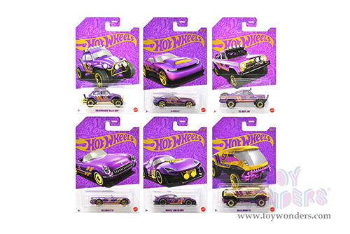 Mattel Hot Wheels - Pearl  & Chrome Assorted - 57th Anniversary Series (3" diecast model car, Purple/Gold) HDH54956G