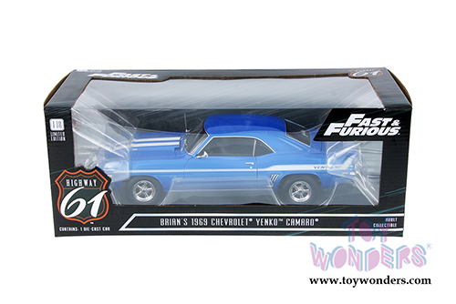 Greenlight Highway 61 - Fast & Furious | Brian's Chevrolet&reg; Yenko&trade; Camaro&reg; Hard Top (1969, 1/18 scale diecast model car, Blue) HWY18001