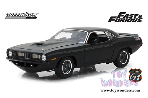 Greenlight Highway 61 - Fast & Furious | Letty's Custom Plymouth Barracuda Hardtop (1/18 scale diecast model car, Black/Gray) HWY18005