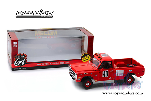 Greenlight Highway 61 - Mecum Auctions | Chevrolet&reg; C10 Baja 1000 #40 Pickup Truck (1969, 1/18 scale diecast model car, Red) HWY18007