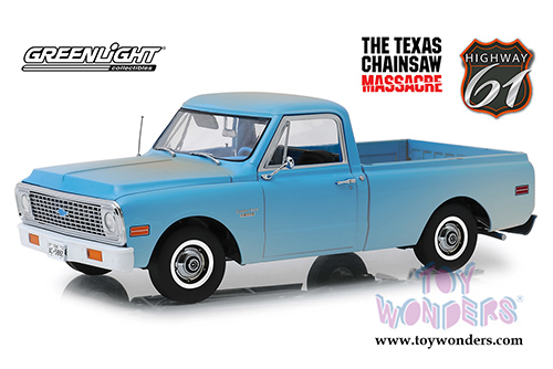 Greenlight Highway 61 - The Texas Chain Saw Massacre (1974) - Chevrolet® C-10 Pickup Truck (1971, 1/18 scale diecast model car, Light Blue) HWY18014