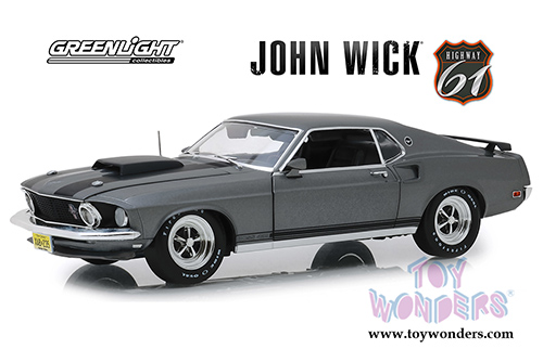 Greenlight Highway 61 - John Wick Ford Mustang BOSS 429  (1969, 1/18 scale diecast model car, Gray) HWY18016