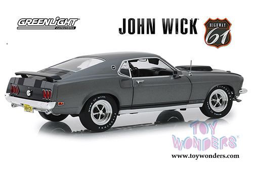 Greenlight Highway 61 - John Wick Ford Mustang BOSS 429  (1969, 1/18 scale diecast model car, Gray) HWY18016