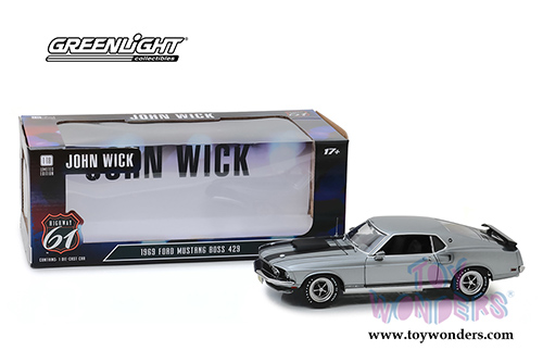 Greenlight Highway 61 - John Wick Ford Mustang BOSS 429  (1969, 1/18 scale diecast model car, Gray) HWY18016