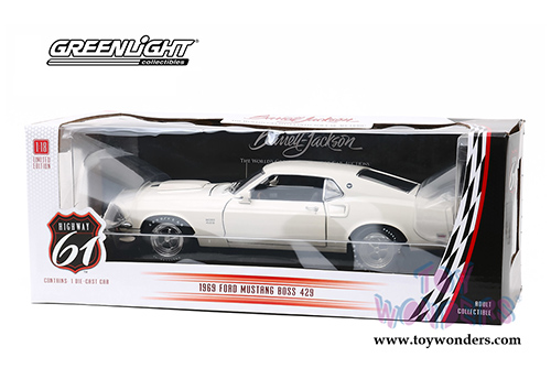 Greenlight Highway 61 - 1969 Ford Mustang BOSS 429 (Lot #1410) Barrett-Jackson Scottsdale 2018 (1969, 1/18 scale diecast model car, Wimbledon White) HWY18018