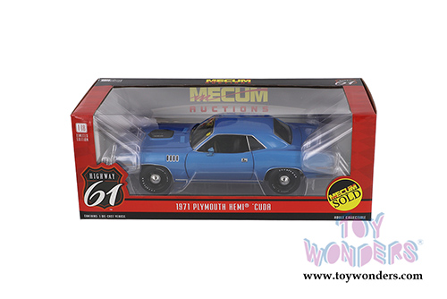 Greenlight Highway 61 - Plymouth HEMI&reg; 'Cuda Indianapolis 2011 | Lot S266 (1971, 1/18 scale diecast model car, Blue) HWY18025