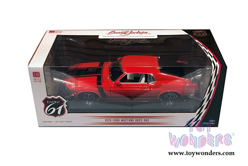 Greenlight Highway 61 - Ford Mustang BOSS 302 Fastback (Lot #790) Barrett-Jackson (1970, 1/18 scale diecast model car, Calypso Coral) HWY18030