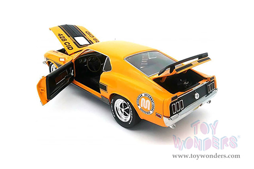 Greenlight Highway 61 - Ford Mustang Mach 1 - Michigan International Speedway Official Pace Car (1970, 1/18 scale diecast model car, Yellow with Black Stripes) HWY18035