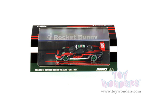 Inno Models - Honda NSX (NA1) Rocket Bunny V2 Aero CASTROL Concept Livery (1/64 scale diecast model car, Black/Orange/Green) IN64NSXP-CAS